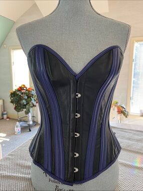 Lovesick Black and Purple Leather Corset Top